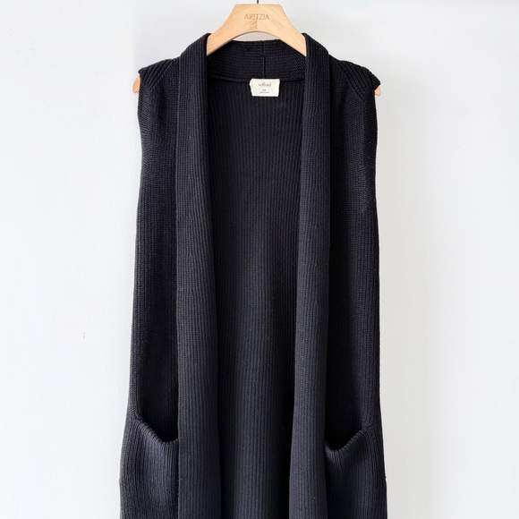 Aritzia Wilfred Olivie Merino Wool Long Vest Cardigan Black XXS - Picture 5 of 14